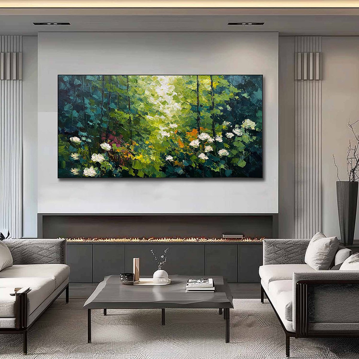 EMERALD GLADE: Textured Palette Knife Forest Landscape Painting - Image 2