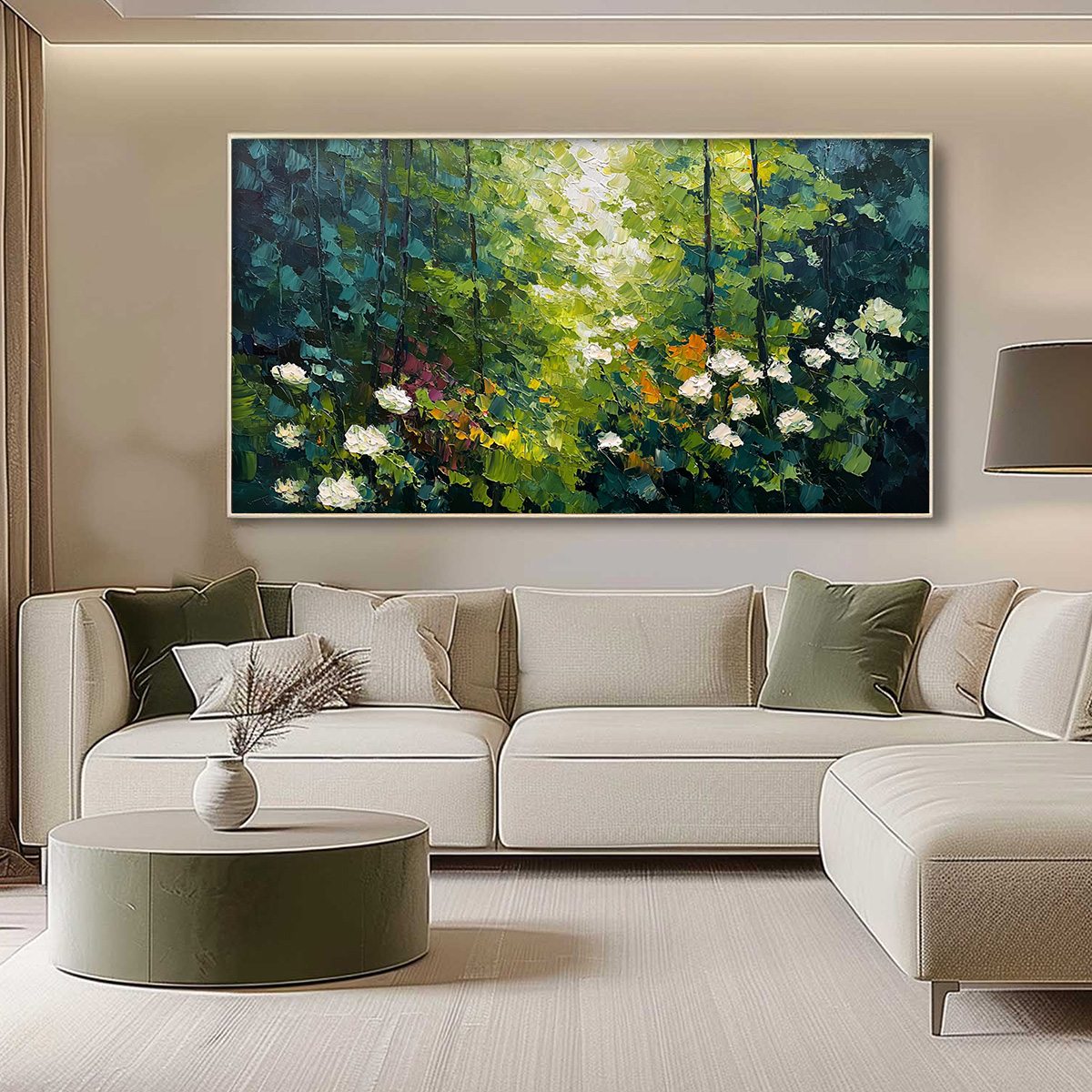 EMERALD GLADE: Textured Palette Knife Forest Landscape Painting - Image 4