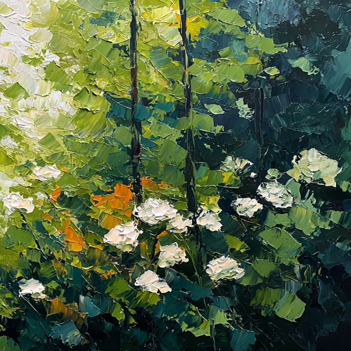 EMERALD GLADE: Textured Palette Knife Forest Landscape Painting - Image 5