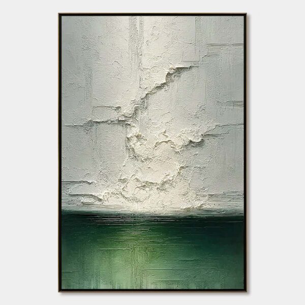 EMERALD HORIZON: Heavily Textured Wabi Sabi Abstract Seascape Painting