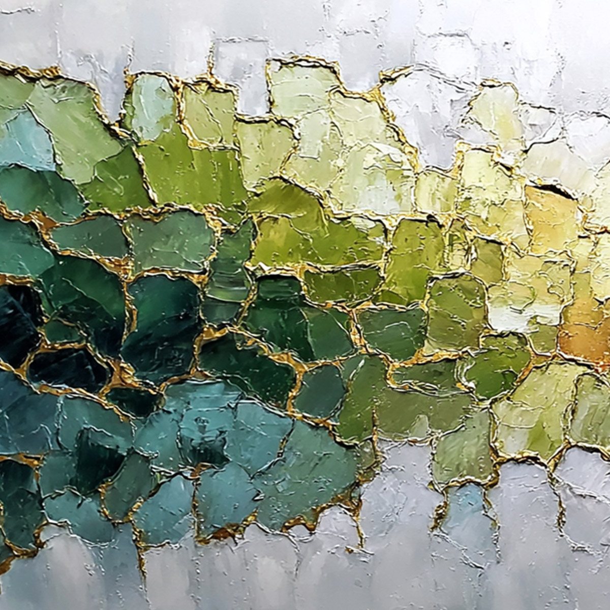 EMERALD HORIZON: Large Textured Abstract Landscape Painting with Gold Accents - Image 3
