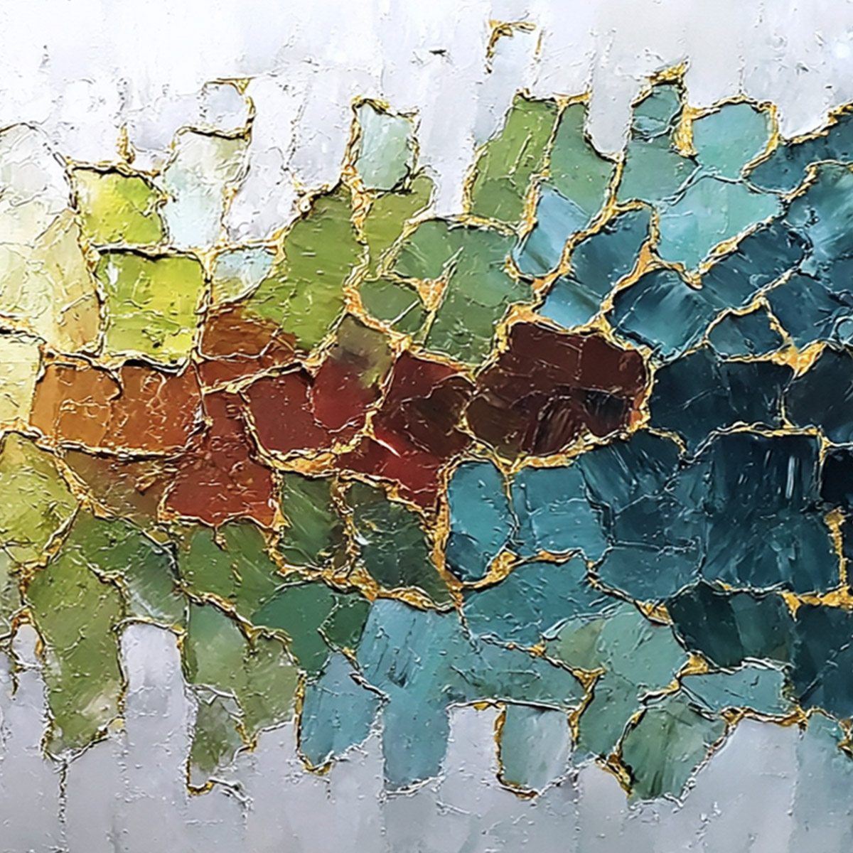 EMERALD HORIZON: Large Textured Abstract Landscape Painting with Gold Accents - Image 5