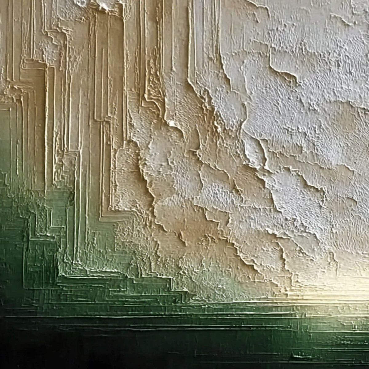 EMERALD HORIZON: Textured Wabi Sabi Abstract Landscape Painting - Image 3
