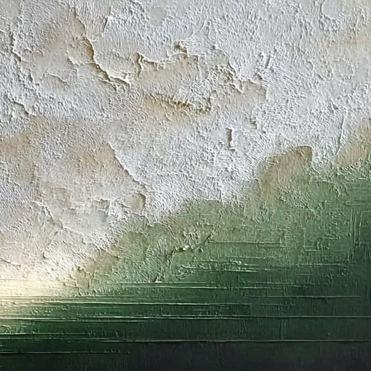 EMERALD HORIZON: Textured Wabi Sabi Abstract Landscape Painting - Image 5