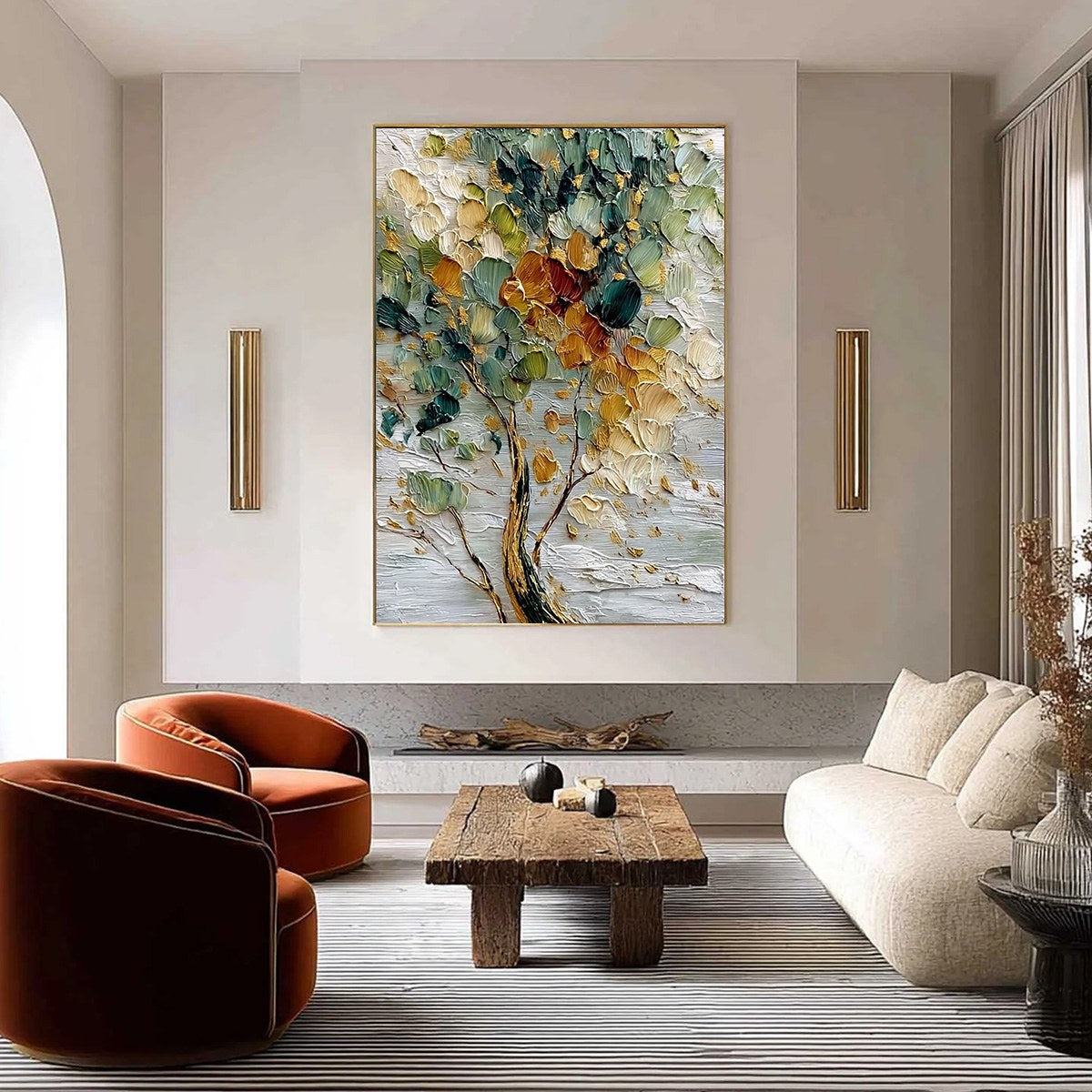 EMERALD JEWEL TREE: Textured Palette Knife Tree Painting with Golden Accents - Image 2