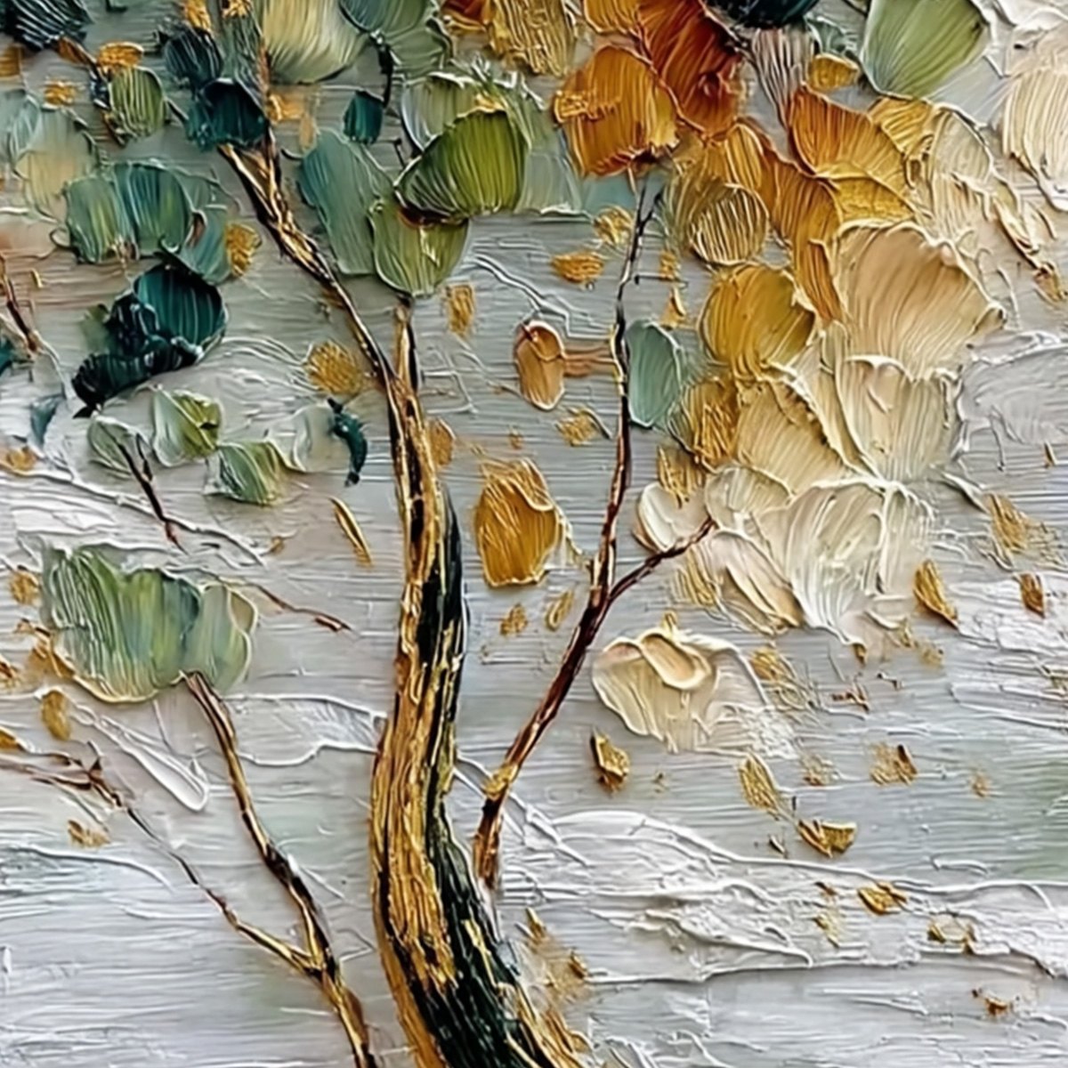 EMERALD JEWEL TREE: Textured Palette Knife Tree Painting with Golden Accents - Image 5