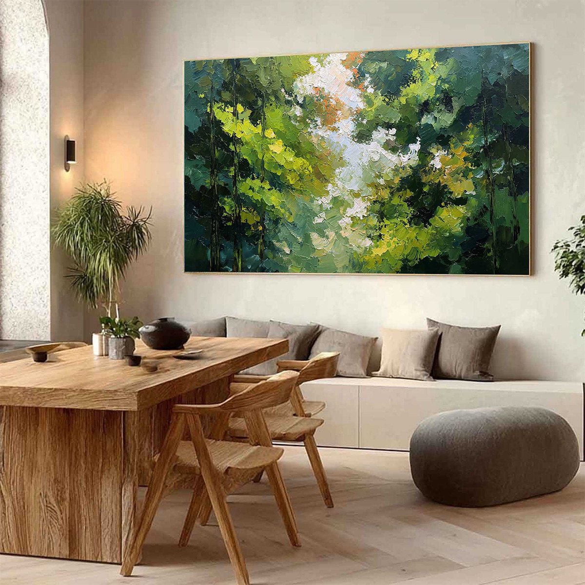 EMERALD LIGHT: Textured Forest Canopy Palette Knife Painting - Image 7