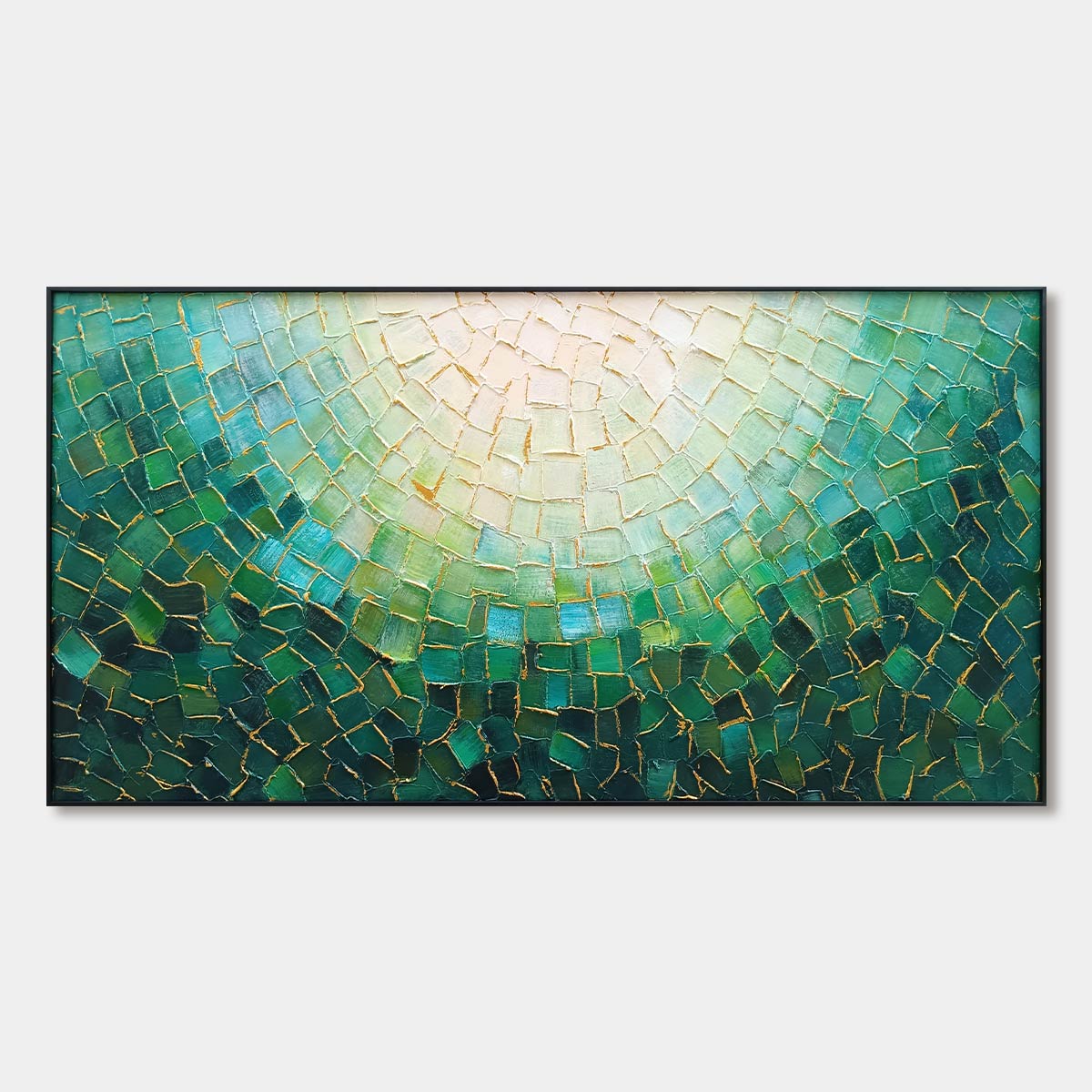Ready to Ship | EMERALD MOSAIC | 24''x48'' | 60x120cm | Black Frame - Image 3