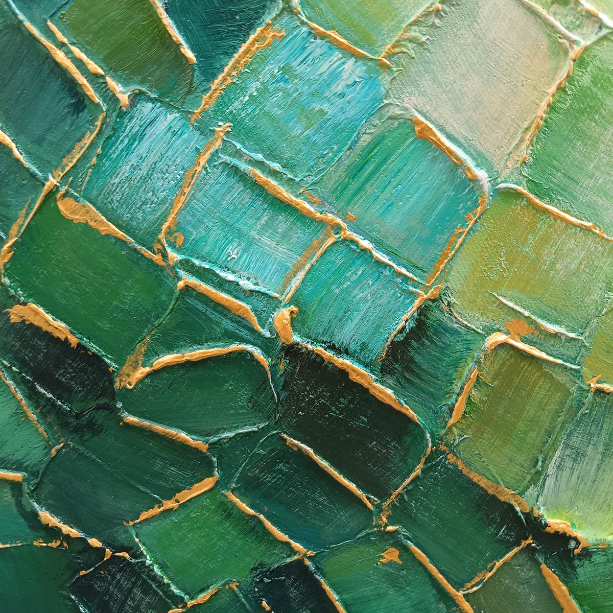 Ready to Ship | EMERALD MOSAIC | 24''x48'' | 60x120cm | Black Frame - Image 2