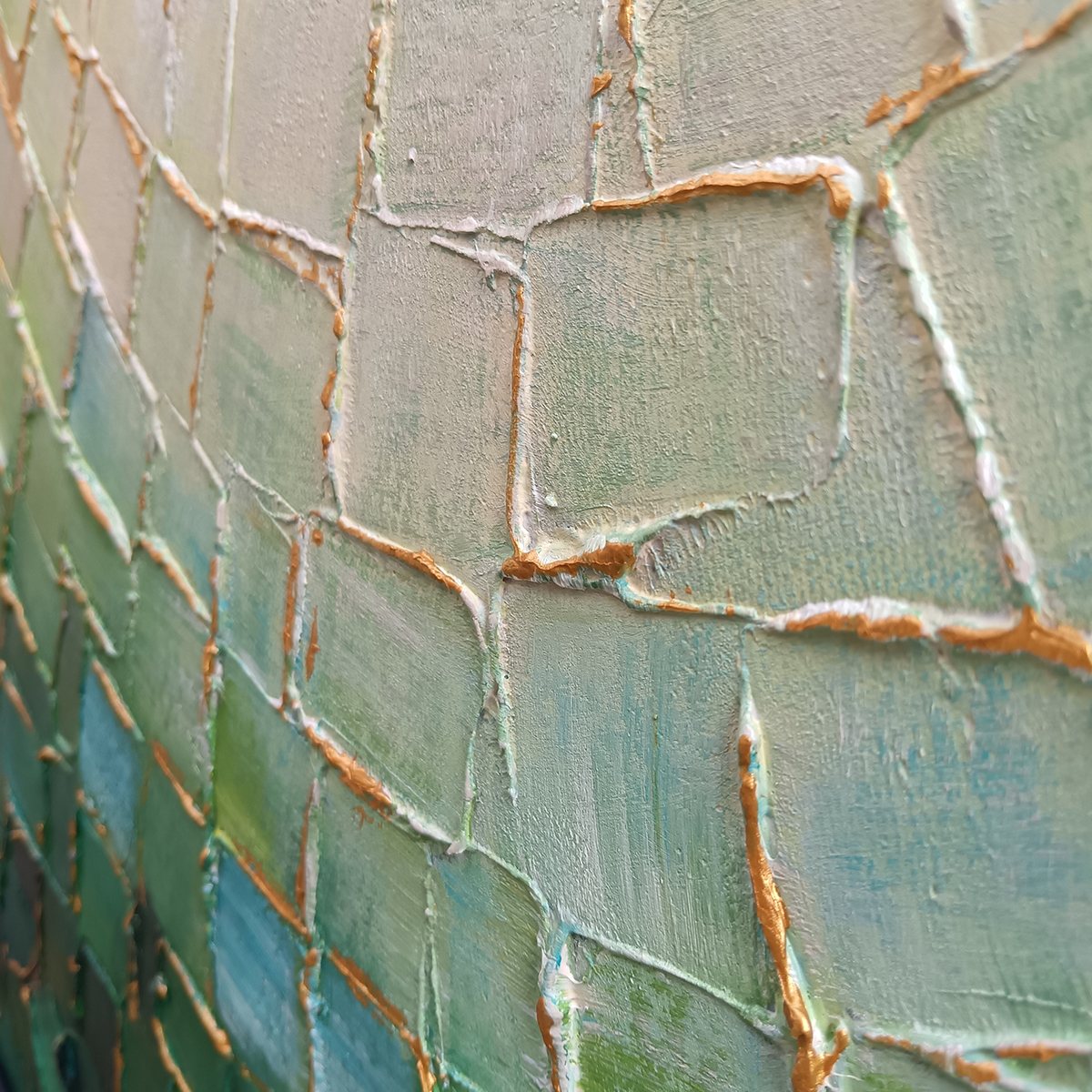 Ready to Ship | EMERALD MOSAIC | 24''x48'' | 60x120cm | Black Frame - Image 4