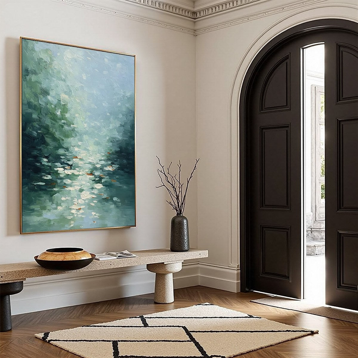 EMERALD REFLECTIONS: Textured Abstract Wabi Sabi Seascape Painting - Image 8