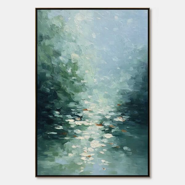 EMERALD REFLECTIONS: Textured Abstract Wabi Sabi Seascape Painting