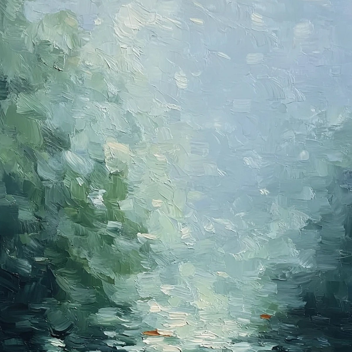 EMERALD REFLECTIONS: Textured Abstract Wabi Sabi Seascape Painting - Image 3
