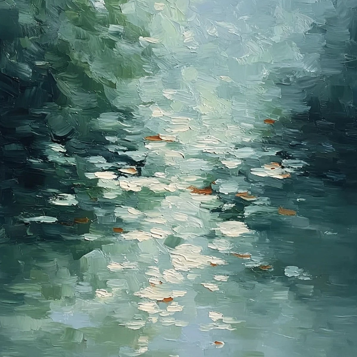 EMERALD REFLECTIONS: Textured Abstract Wabi Sabi Seascape Painting - Image 5