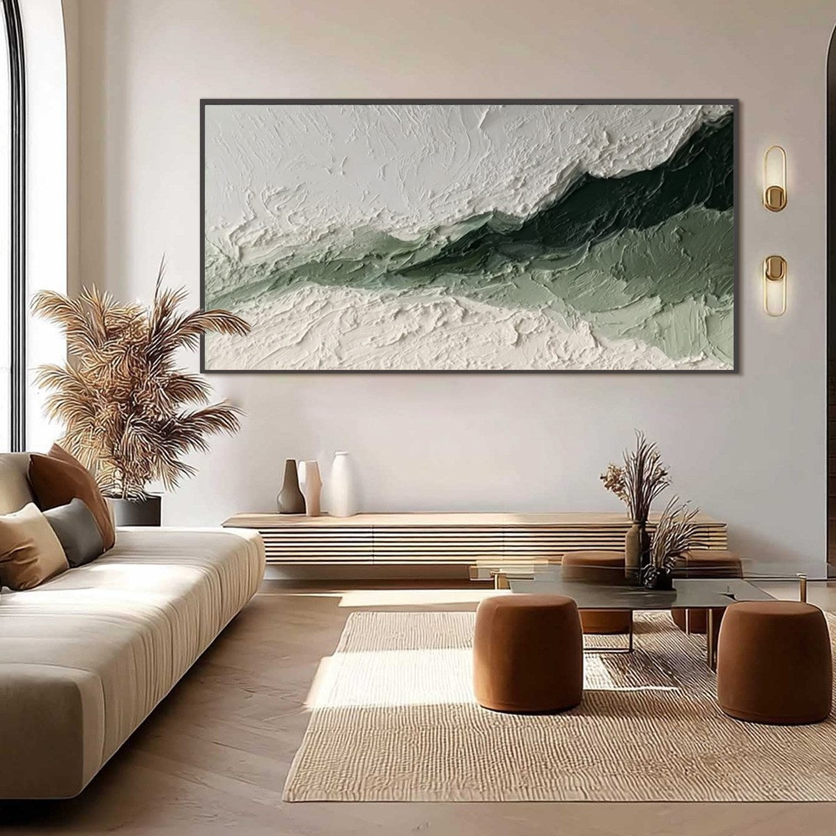 EMERALD RIDGE: Heavily Textured Wabi Sabi Abstract Landscape Painting - Image 6