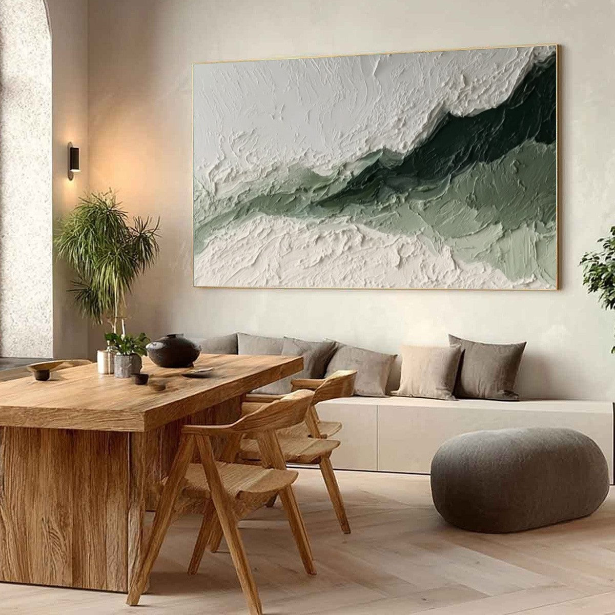 EMERALD RIDGE: Heavily Textured Wabi Sabi Abstract Landscape Painting - Image 7