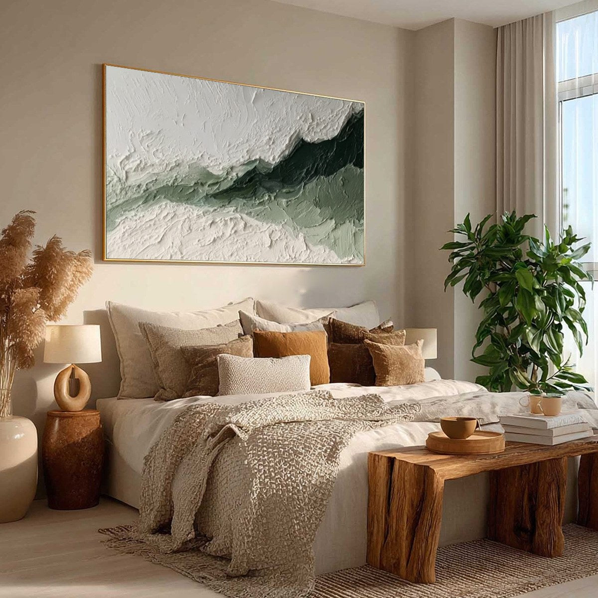 EMERALD RIDGE: Heavily Textured Wabi Sabi Abstract Landscape Painting - Image 8