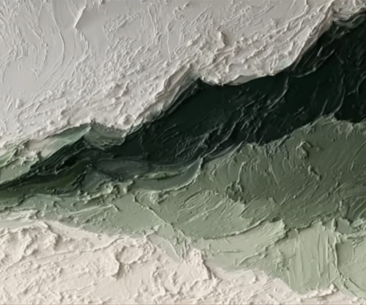 EMERALD RIDGE: Heavily Textured Wabi Sabi Abstract Landscape Painting - Image 3