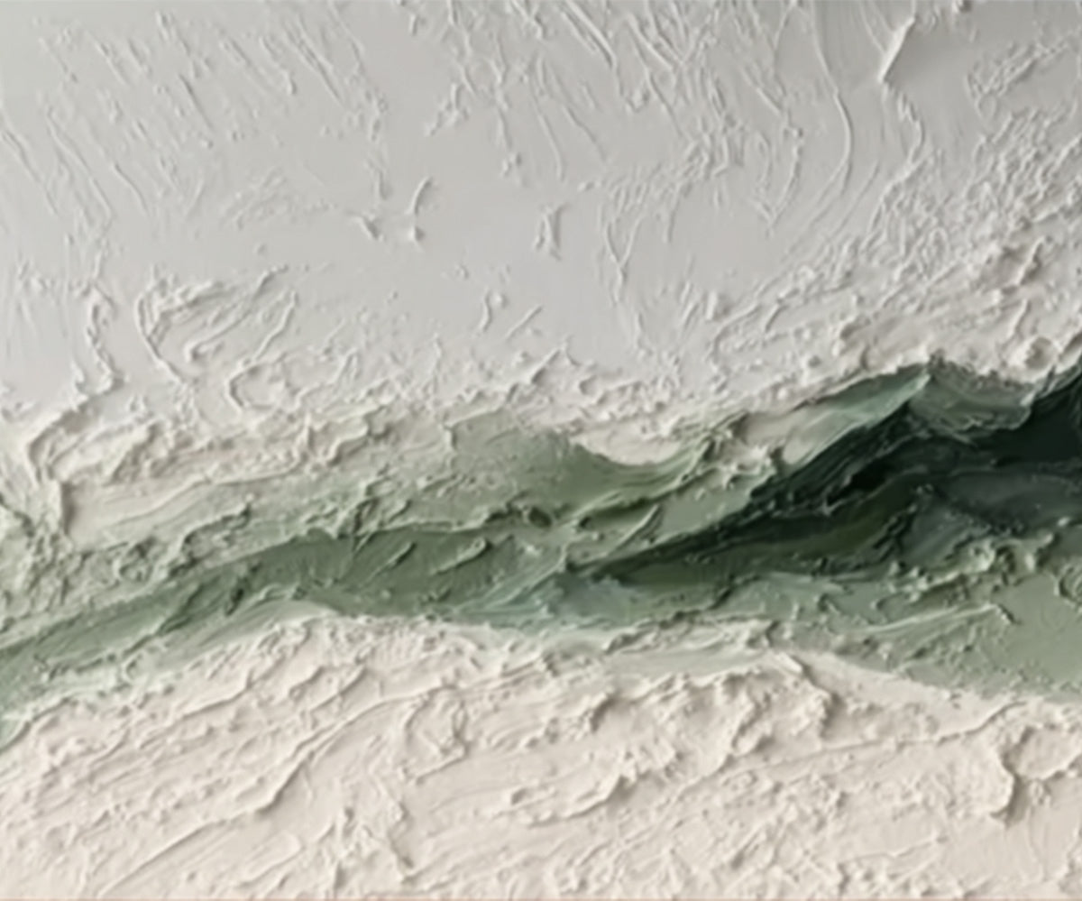 EMERALD RIDGE: Heavily Textured Wabi Sabi Abstract Landscape Painting - Image 5