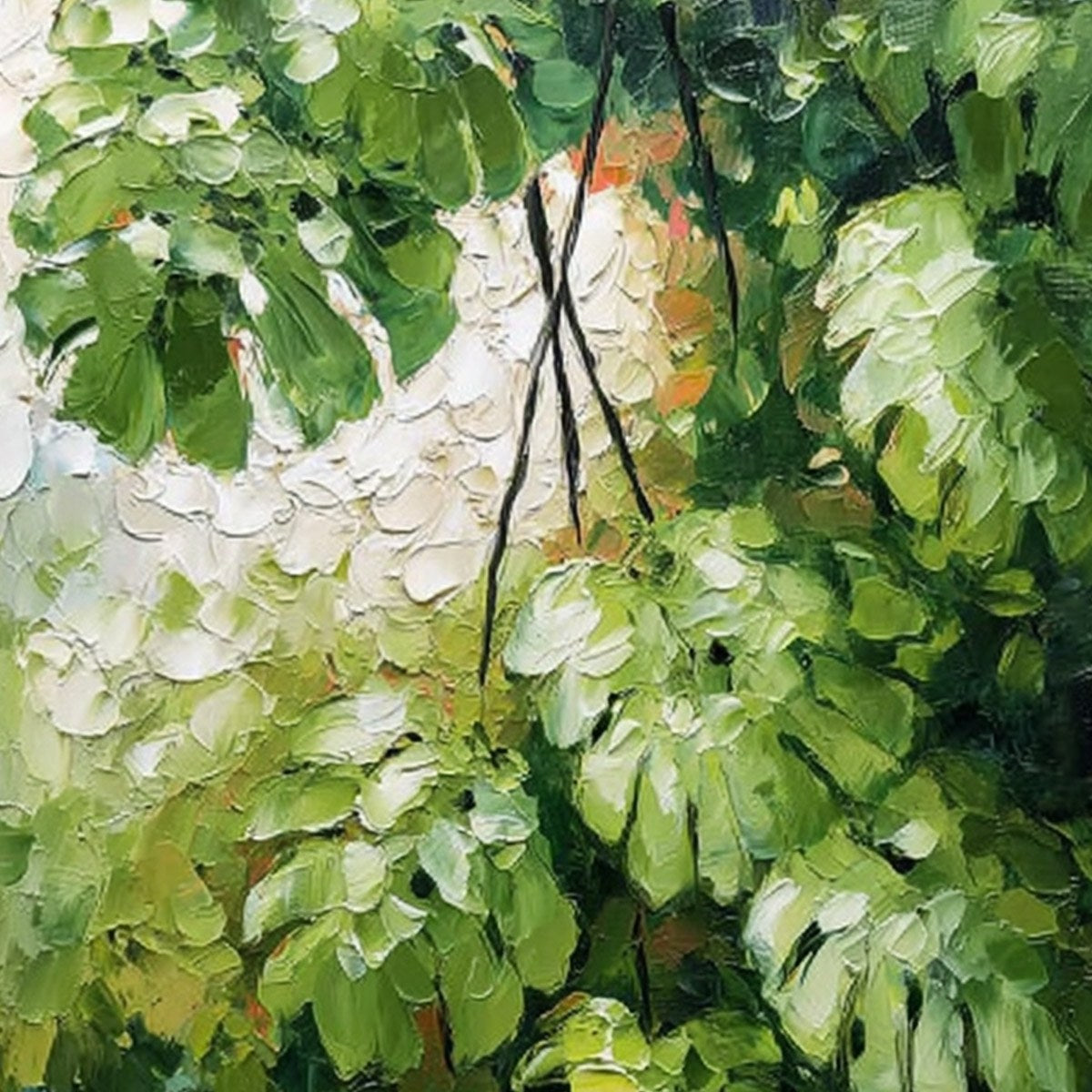 EMERALD SANCTUARY: Textured Green Monstera Leaf Impasto Oil Painting - Image 3