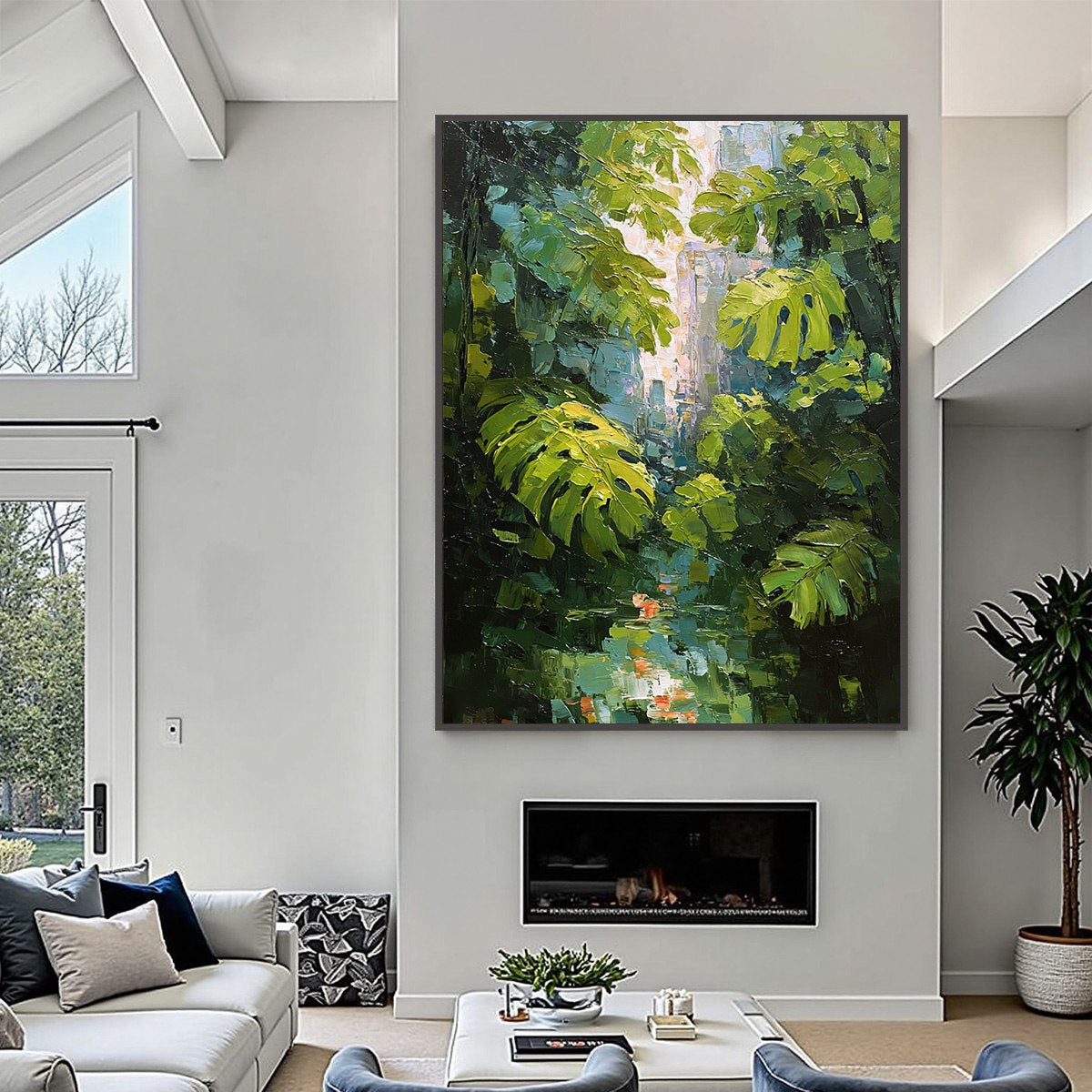 EMERALD SANCTUARY: Textured Impasto Forest & Plants Oil Painting - Image 2