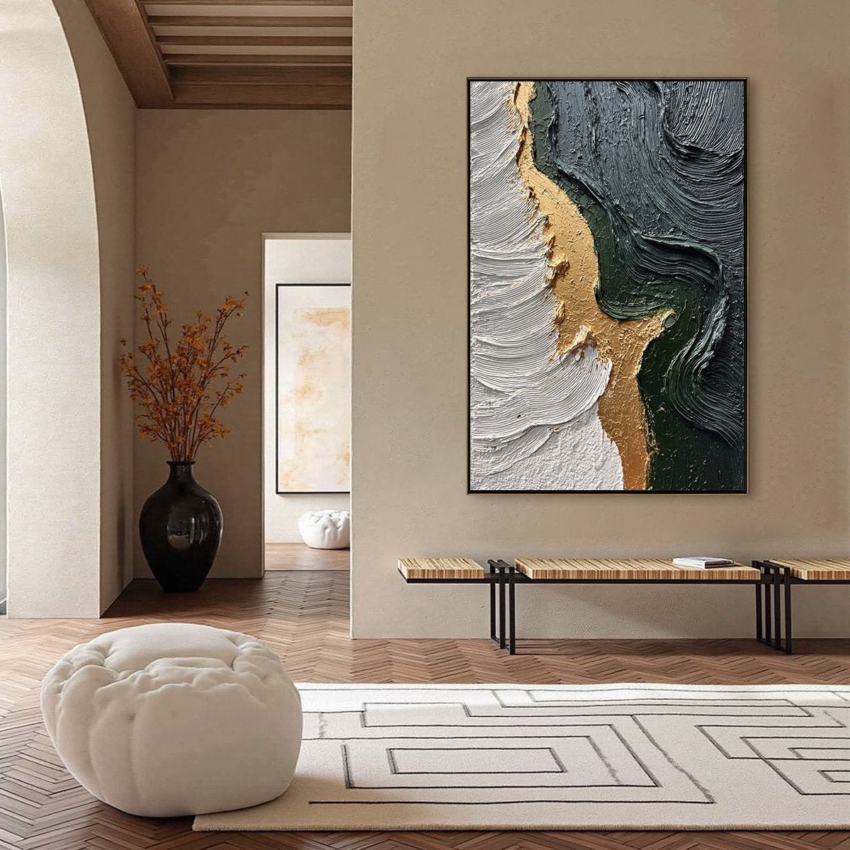EMERALD SHORE: Textured Abstract Wabi Sabi Wall Art - Image 4