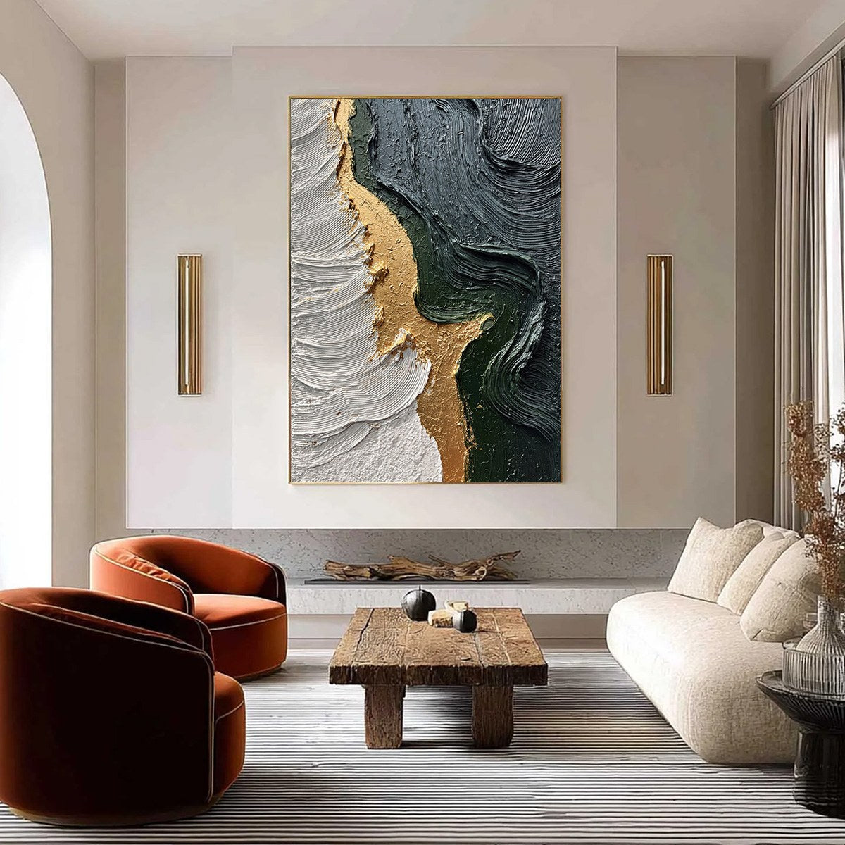 EMERALD SHORE: Textured Abstract Wabi Sabi Wall Art - Image 2