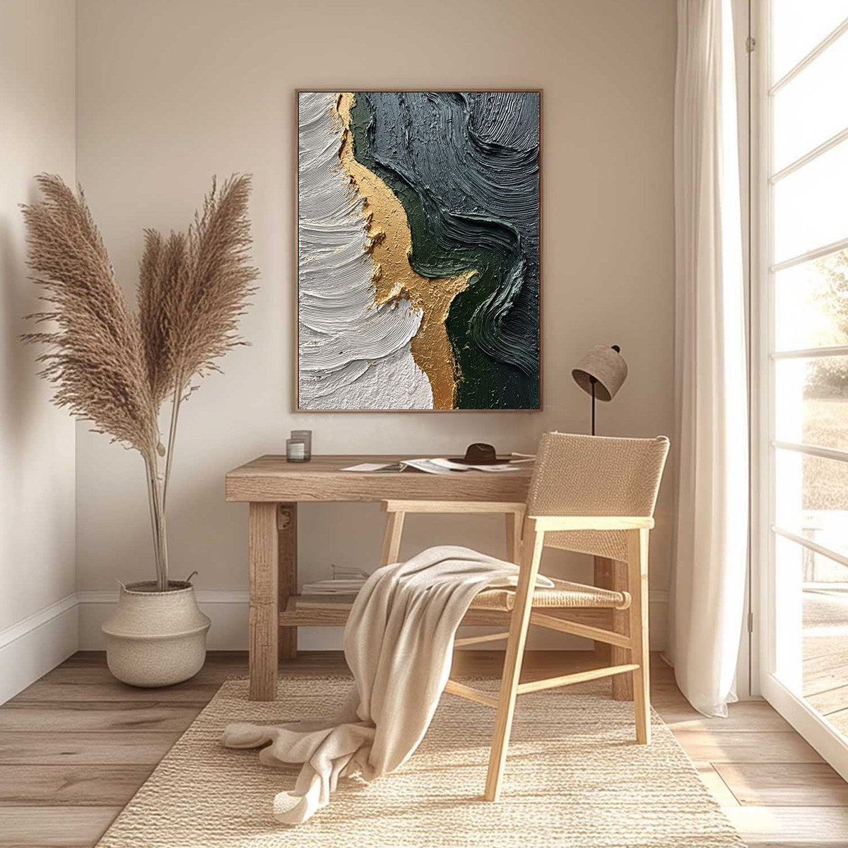 EMERALD SHORE: Textured Abstract Wabi Sabi Wall Art - Image 6