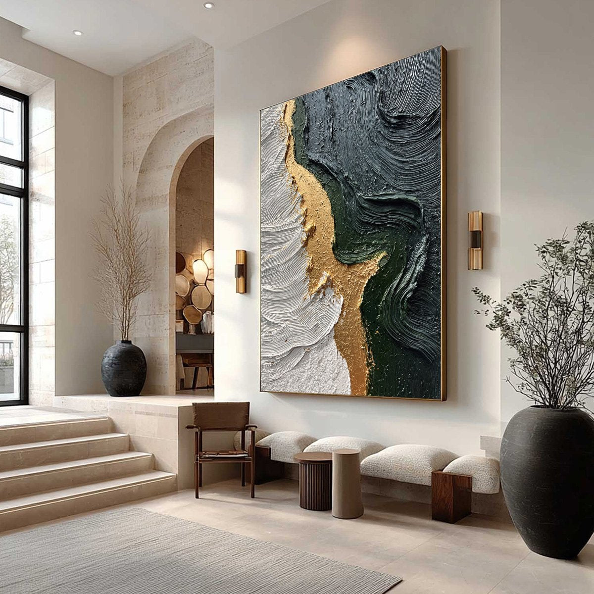EMERALD SHORE: Textured Abstract Wabi Sabi Wall Art - Image 7