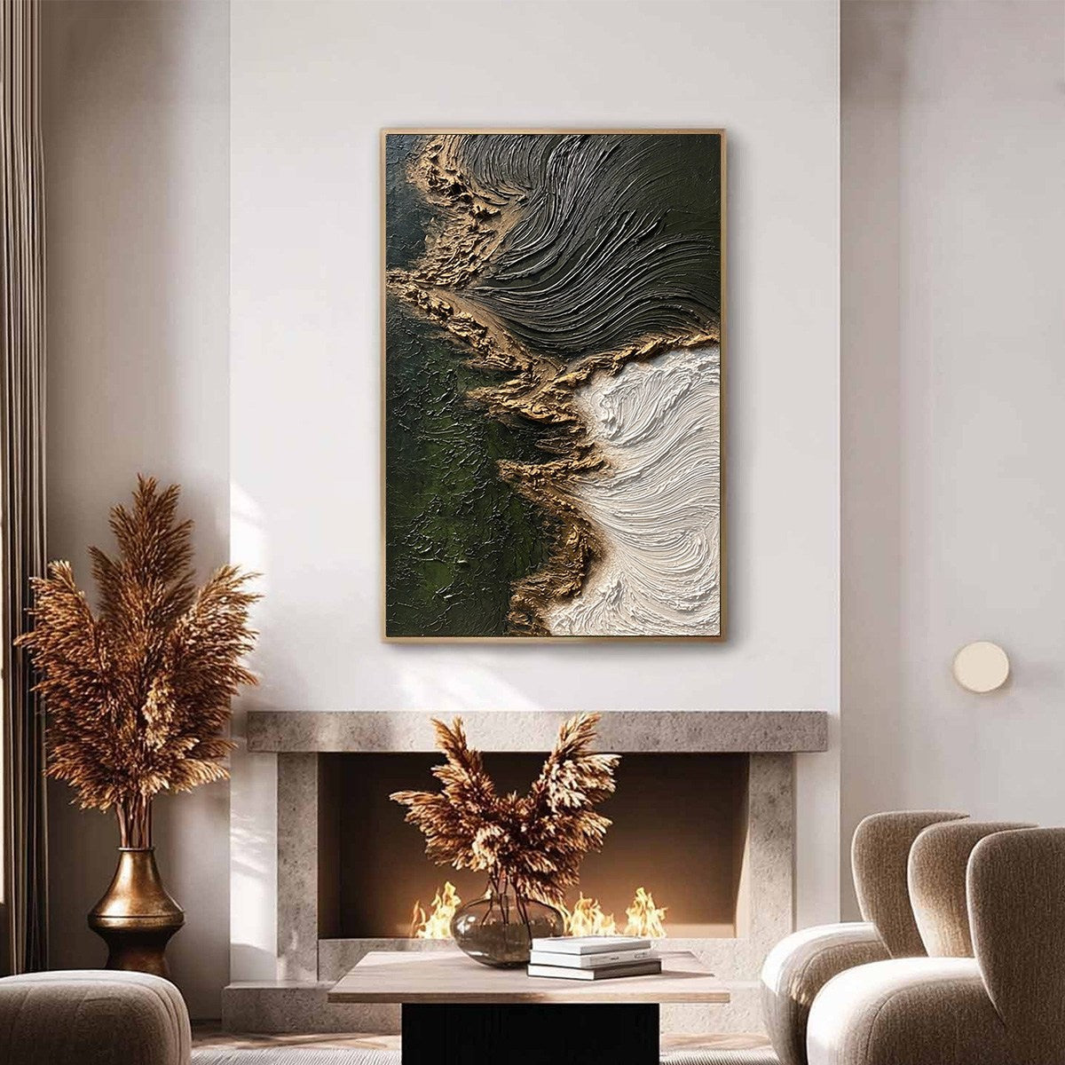 EMERALD SHORE: Wabi Sabi Textured Abstract Coastal Painting - Image 4
