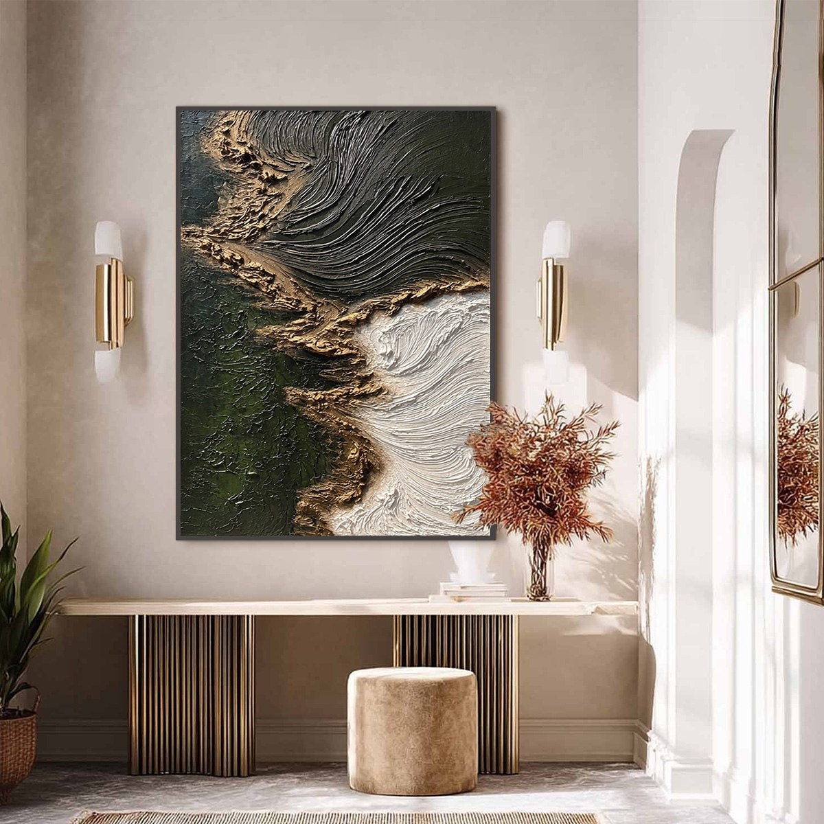 EMERALD SHORE: Wabi Sabi Textured Abstract Coastal Painting - Image 6