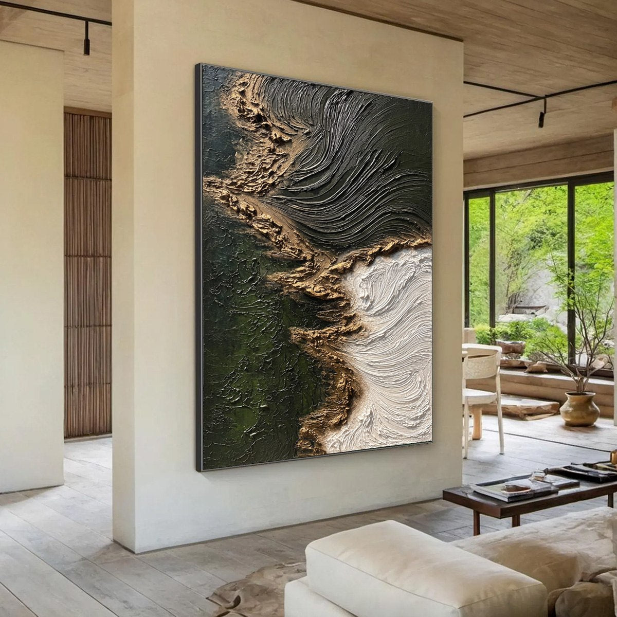 EMERALD SHORE: Wabi Sabi Textured Abstract Coastal Painting - Image 7