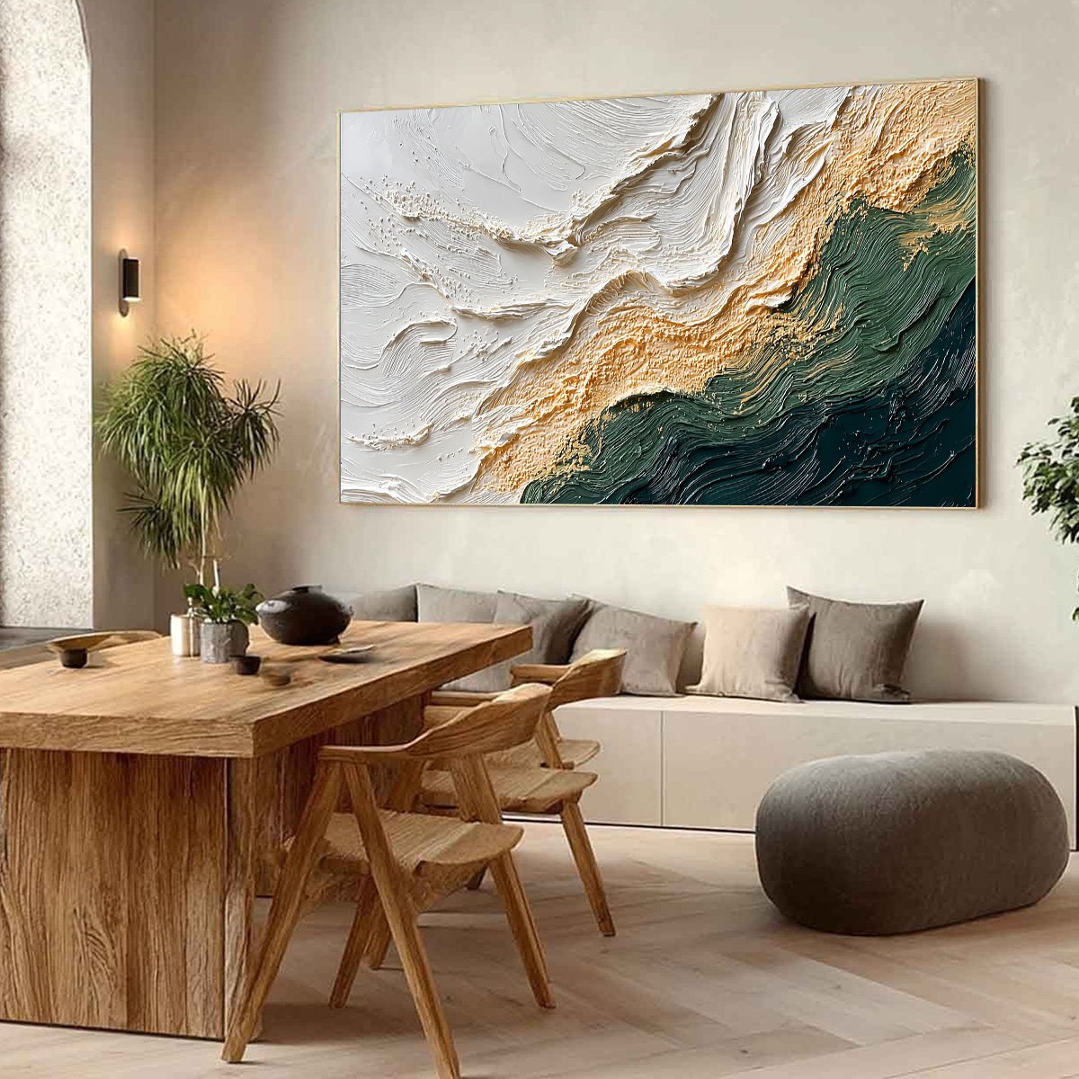 EMERALD SHORELINE: Large Textured Abstract Wabi Sabi Wall Art - Image 7