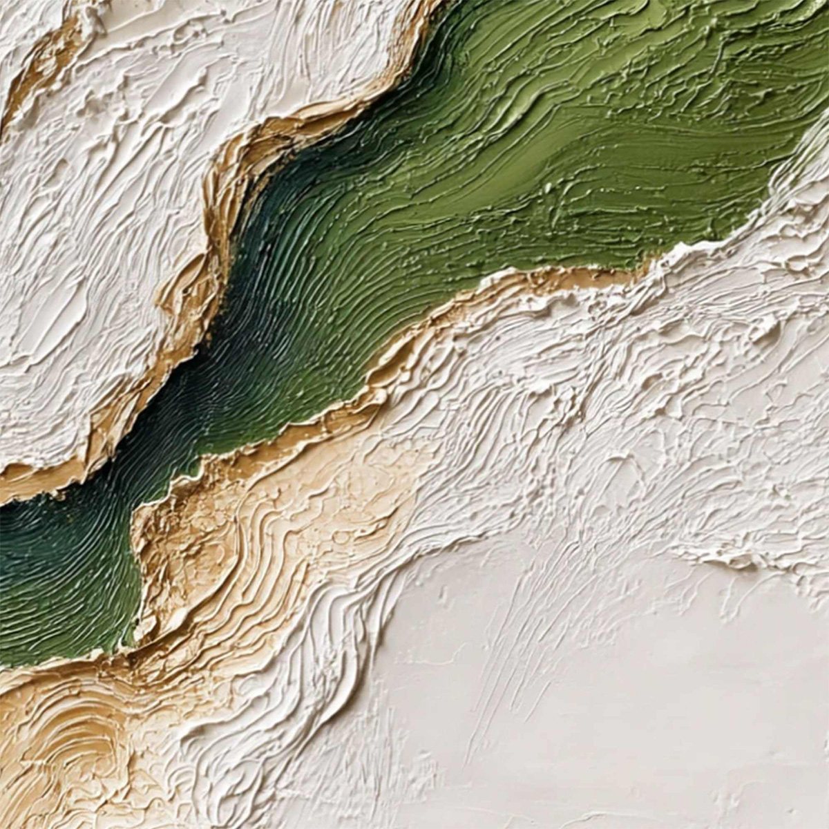 EMERALD SHORELINE: Textured Wabi Sabi Abstract Coastal Landscape Painting - Image 5