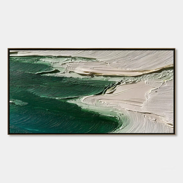 EMERALD TIDE: Textured Wabi Sabi Abstract Coastal Painting
