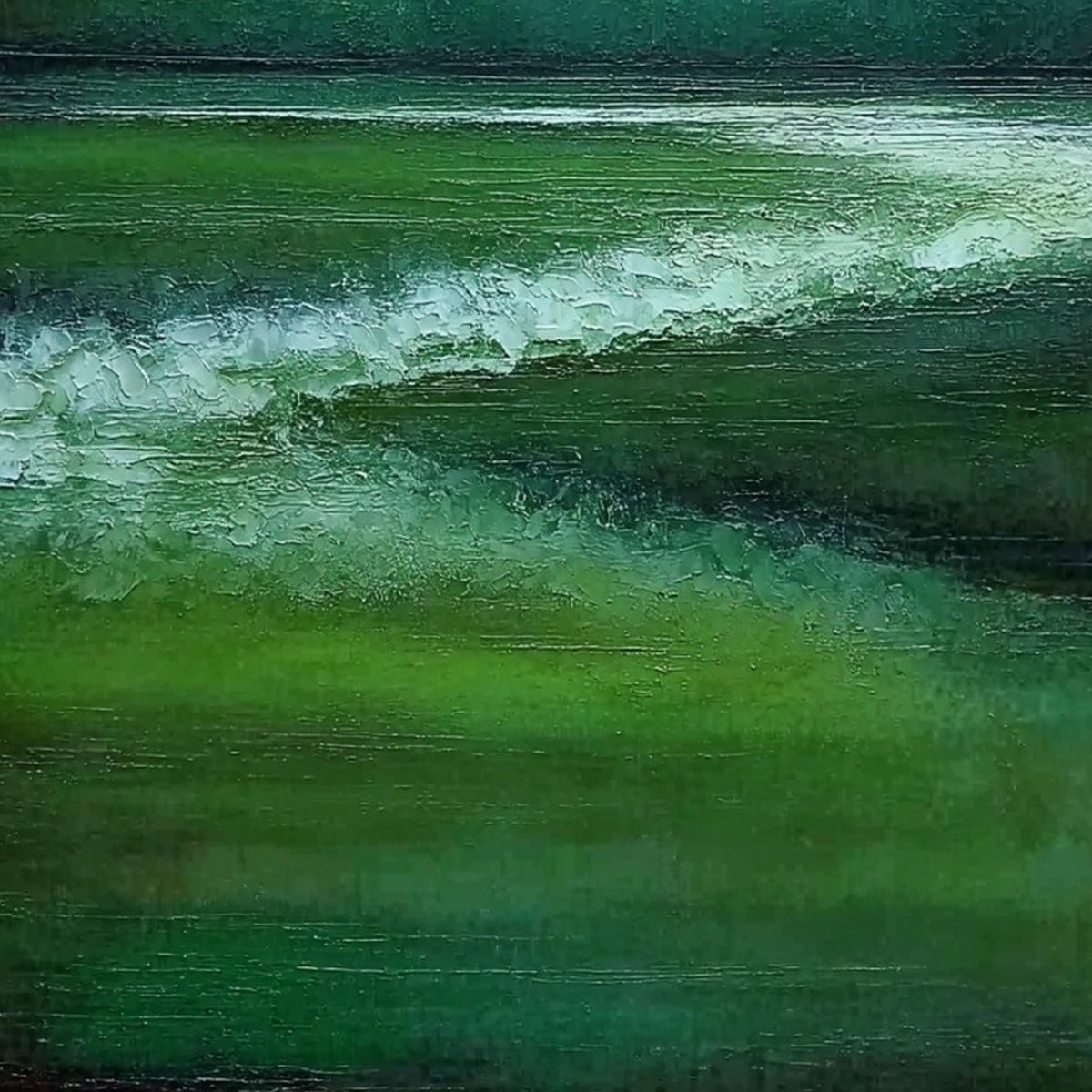 EMERALD TIDE: Textured Wabi Sabi Abstract Seascape Painting - Image 3
