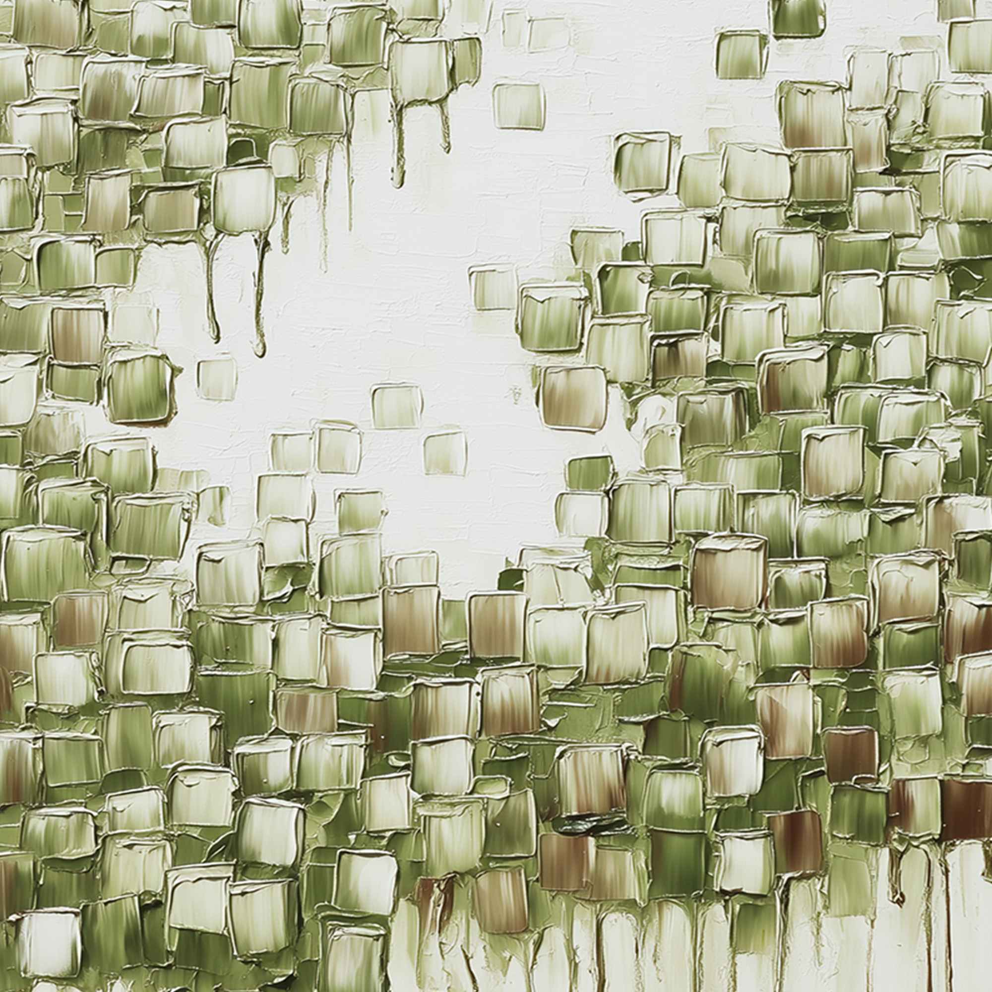 EMERALD CASCADE: Textured Abstract Green Oil Painting - Image 3