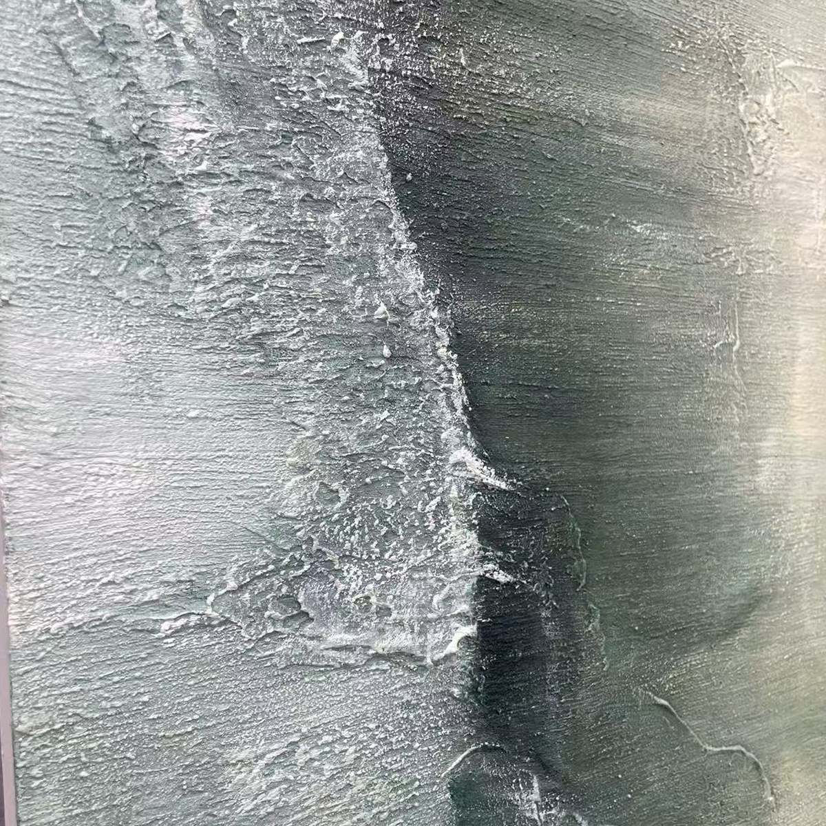 EMERALD DEPTHS: Textured Abstract Oil Painting - Image 3