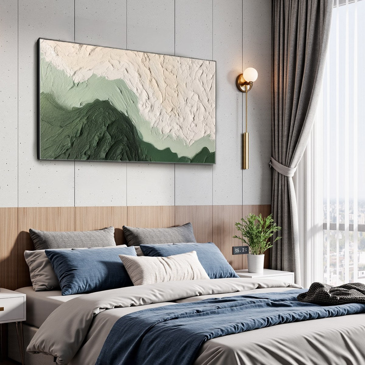 EMERALD DUSK: Textured Abstract Landscape Oil Painting - Image 4