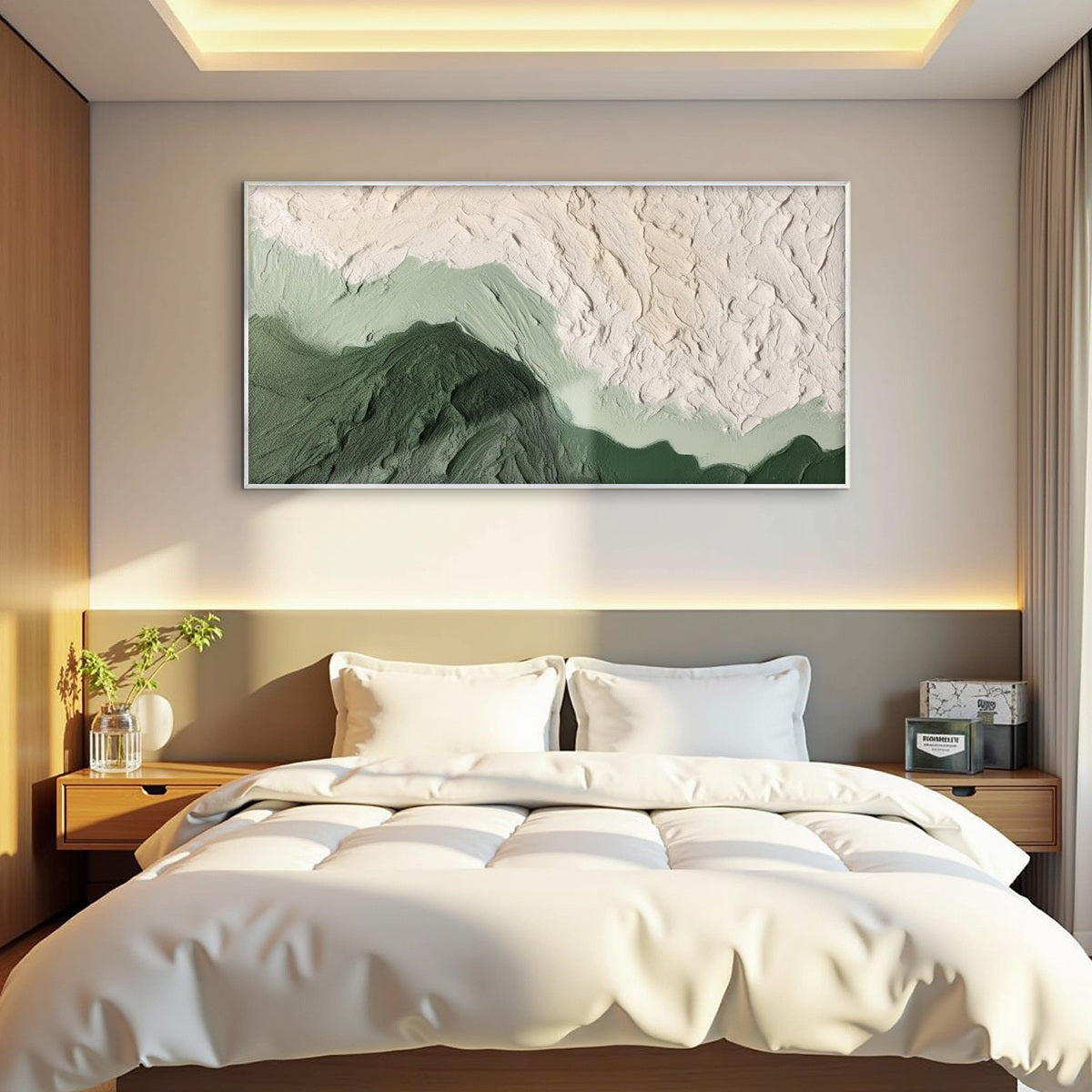 EMERALD DUSK: Textured Abstract Landscape Oil Painting - Image 5