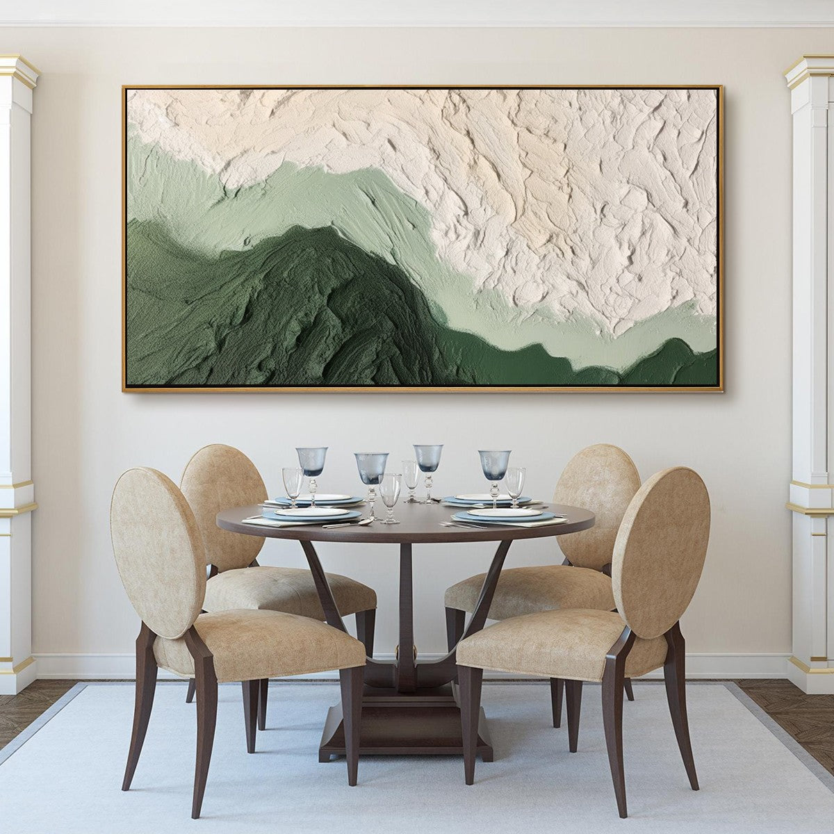 EMERALD DUSK: Textured Abstract Landscape Oil Painting - Image 2