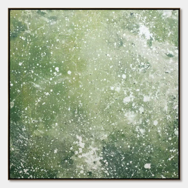 EMERALD DUST: Textured Abstract Green Oil Painting