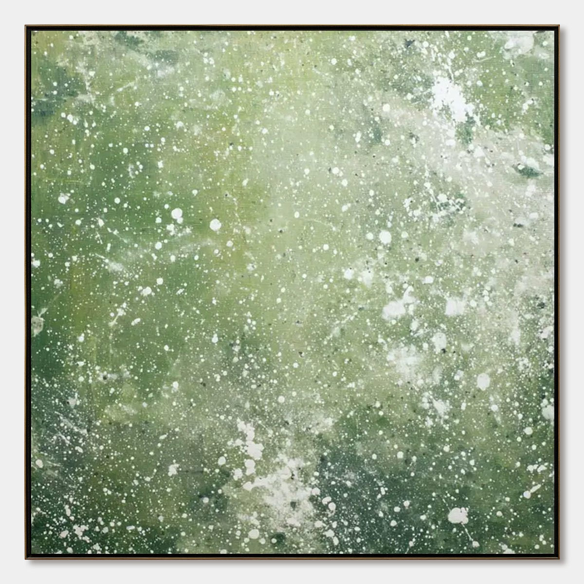 EMERALD DUST: Textured Abstract Green Oil Painting