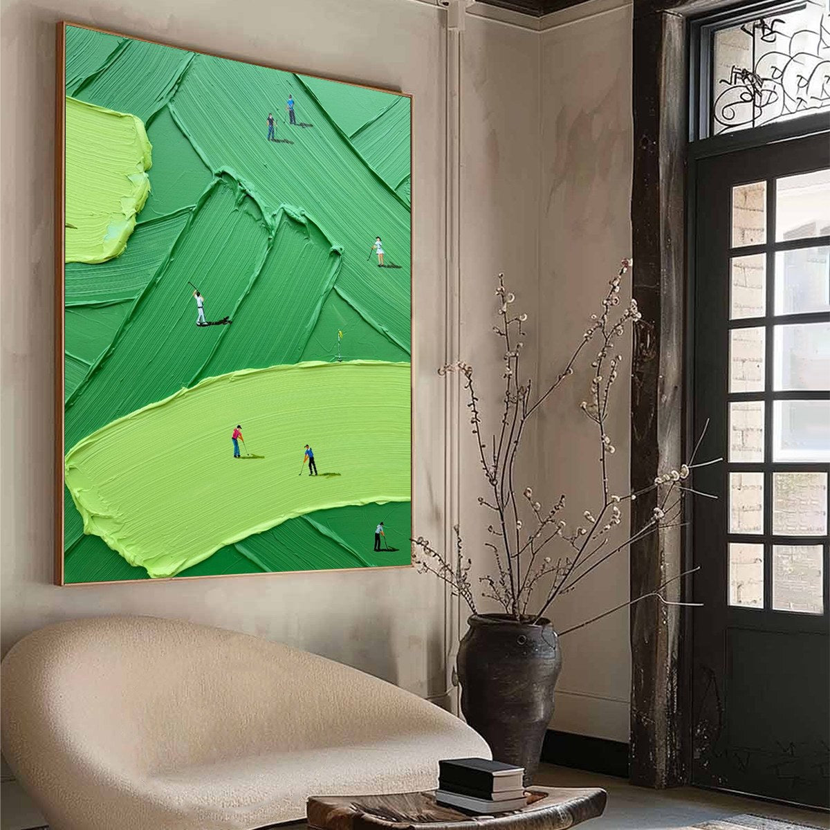 EMERALD FAIRWAY: Textured Impasto Golf Scene Painting - Image 8