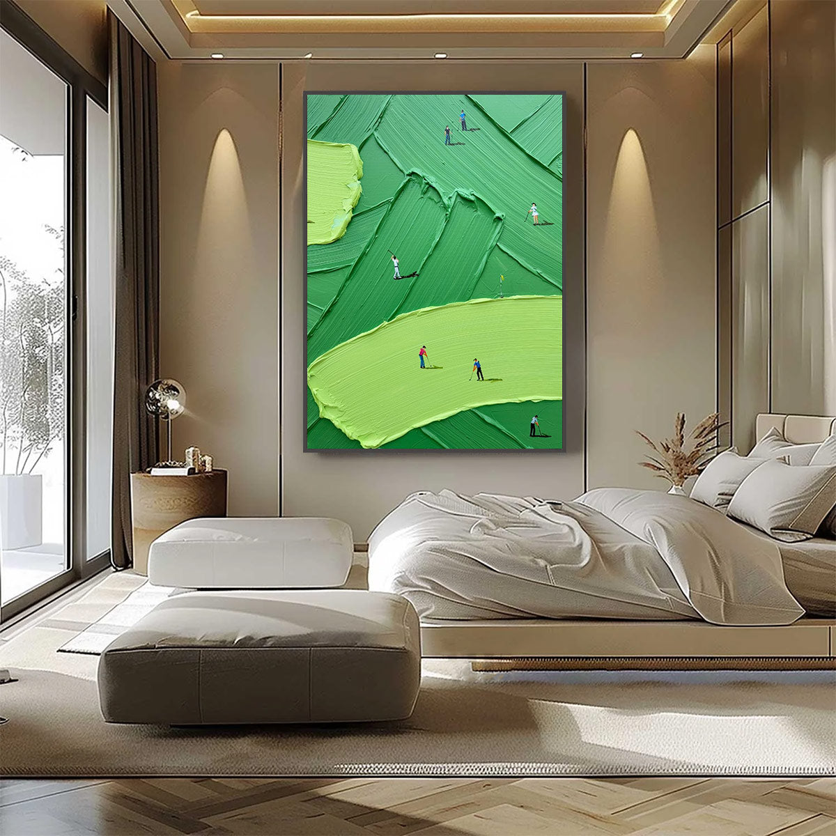 EMERALD FAIRWAY: Textured Impasto Golf Scene Painting - Image 6