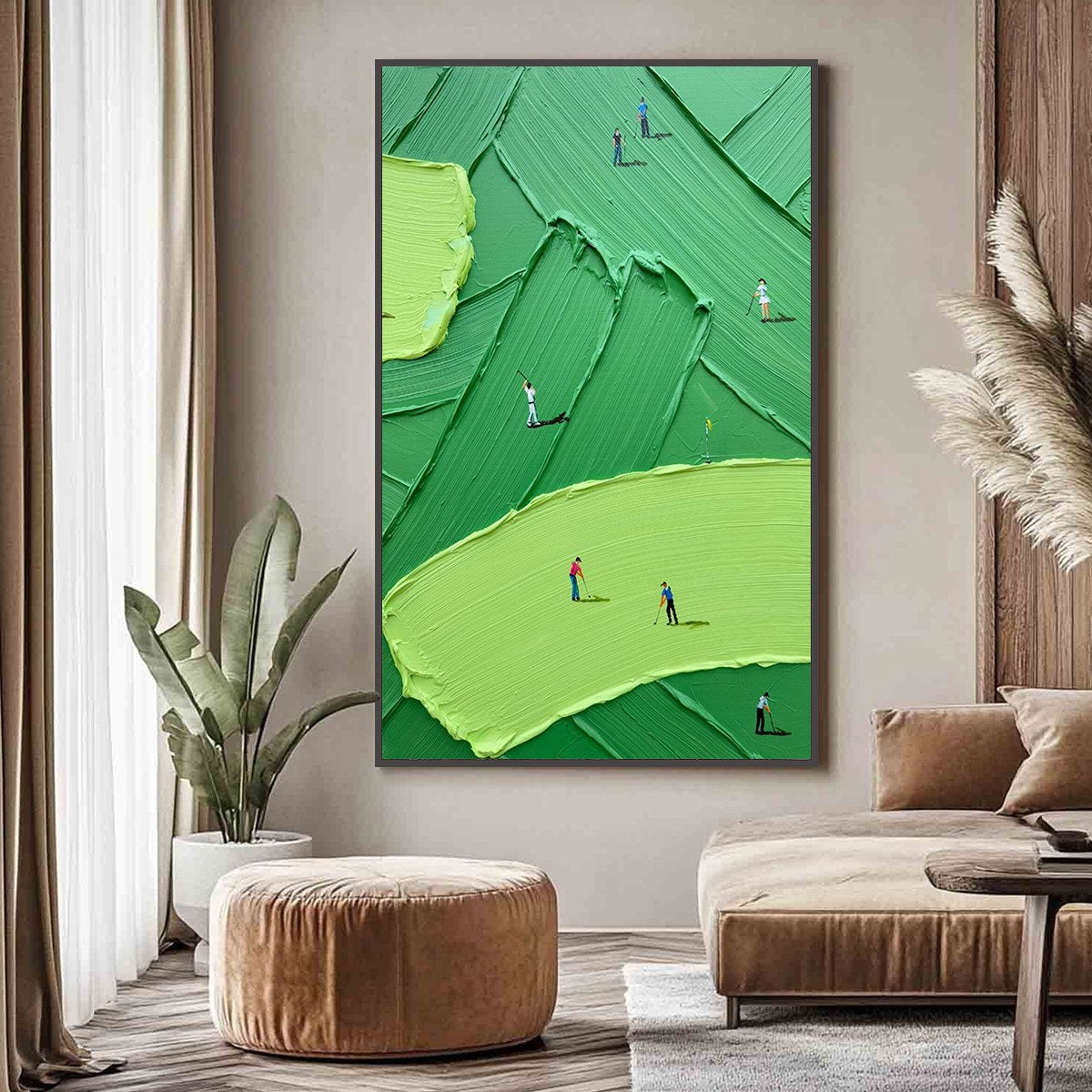 EMERALD FAIRWAY: Textured Impasto Golf Scene Painting - Image 2