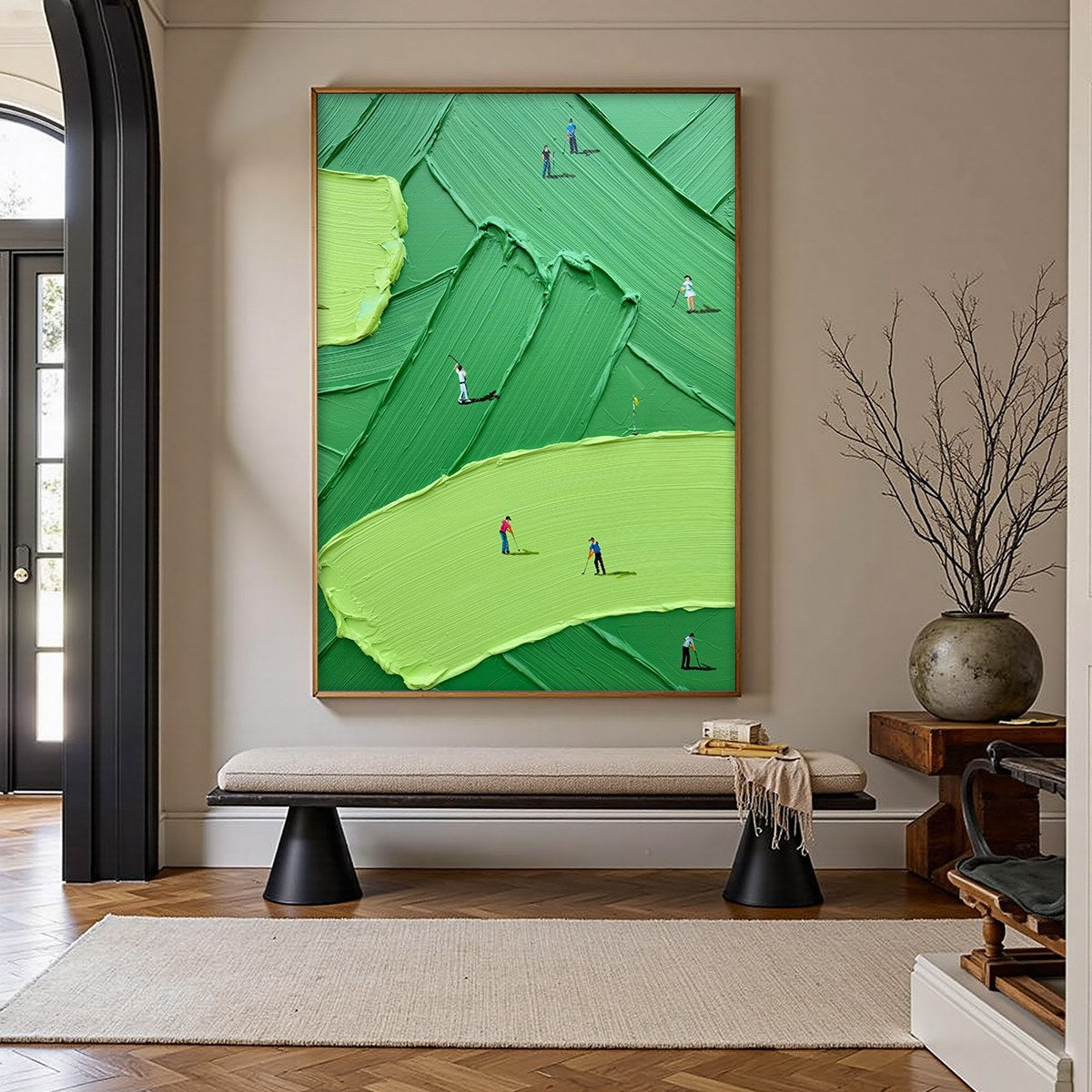 EMERALD FAIRWAY: Textured Impasto Golf Scene Painting - Image 4