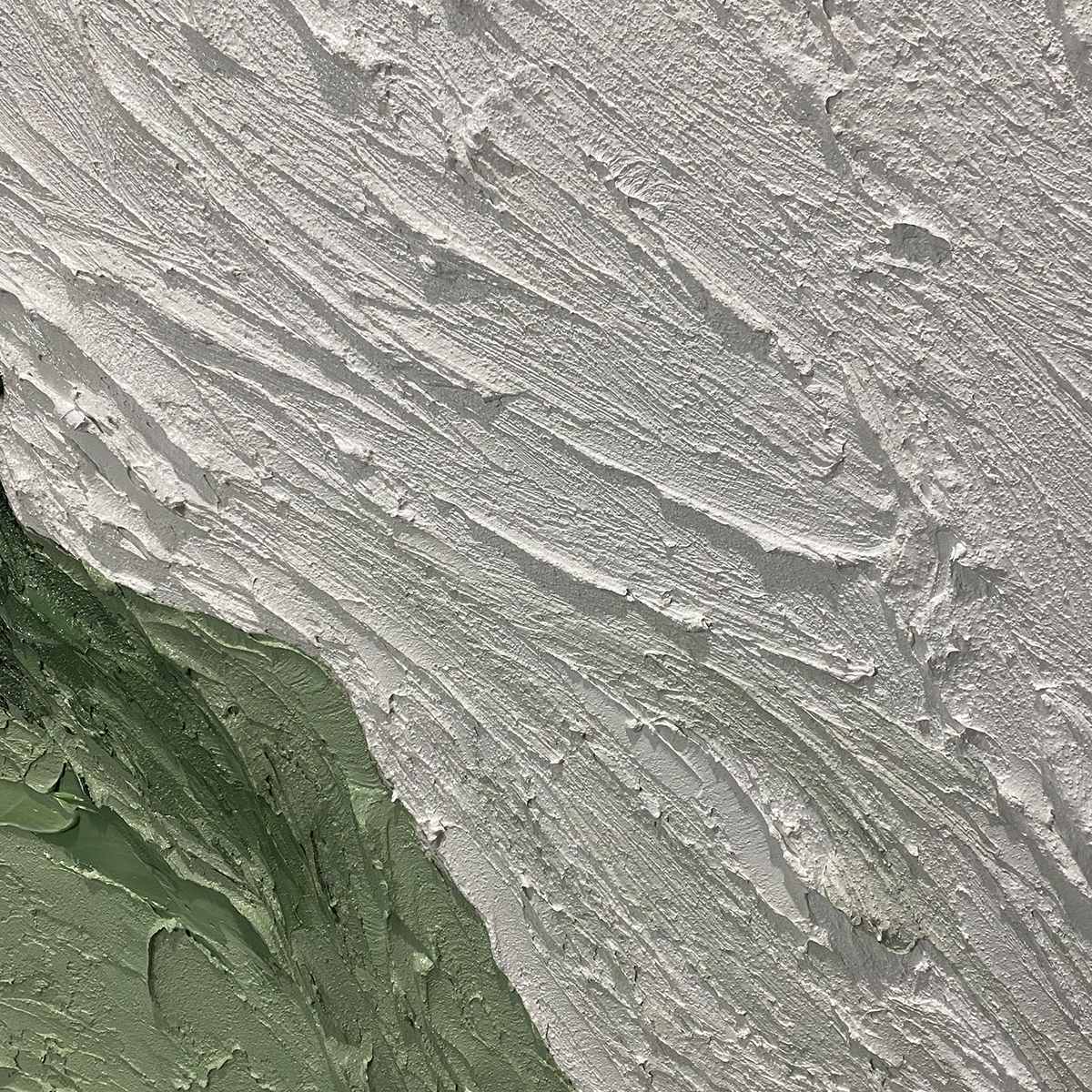EMERALD FLOW: Textured Abstract Green and White Oil Painting - Image 3