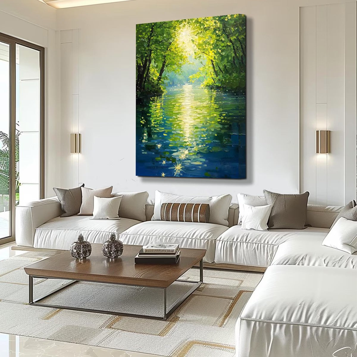EMERALD GLOW: Impressionist Forest River Landscape Painting - Image 10
