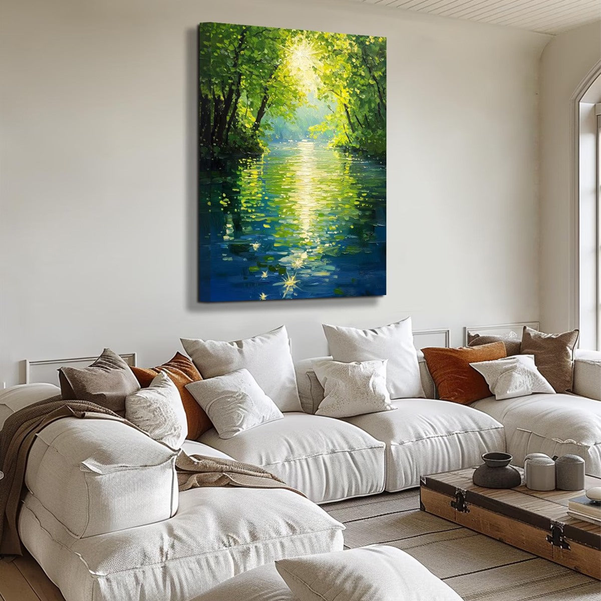 EMERALD GLOW: Impressionist Forest River Landscape Painting - Image 11